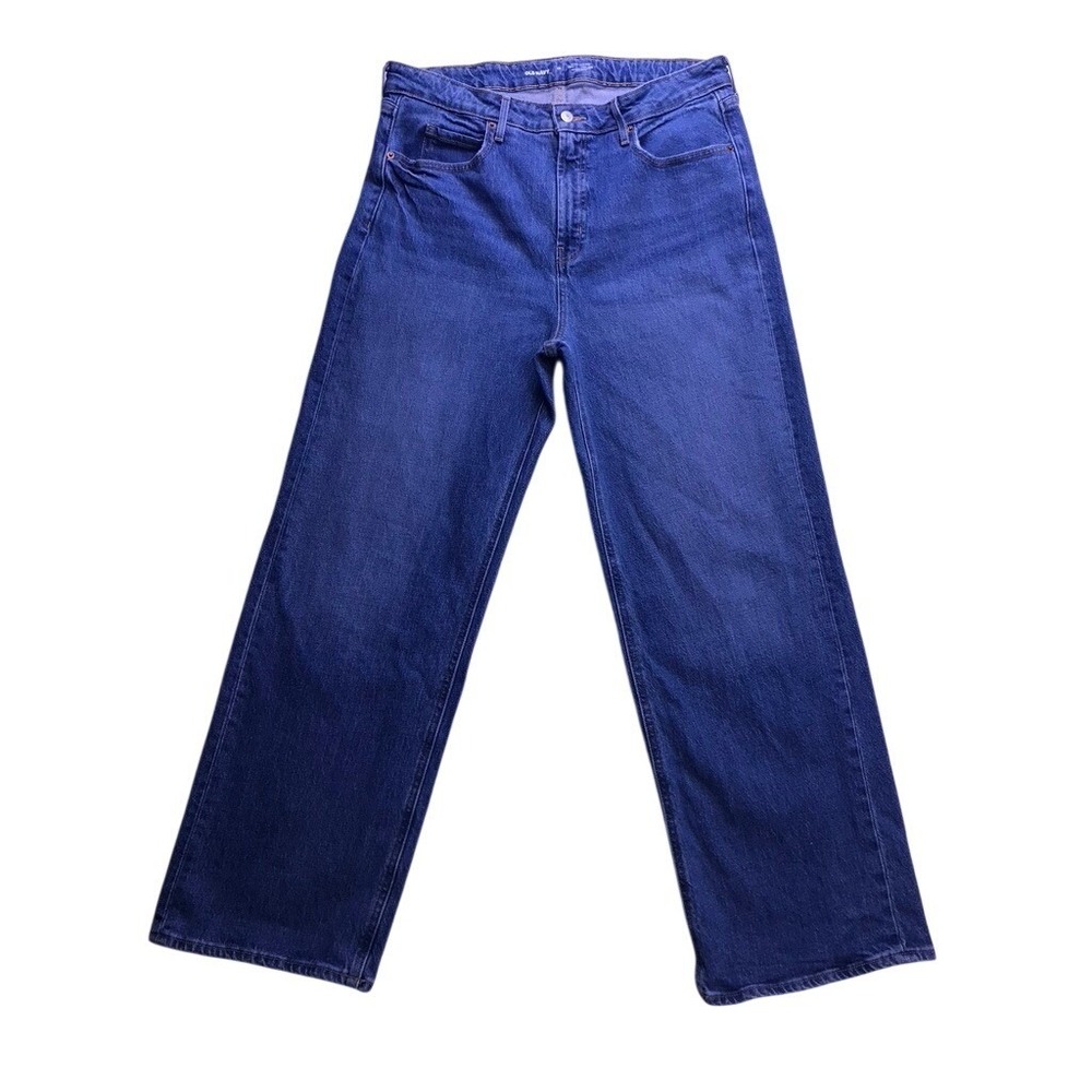 Old Navy Sky-Hi Wide Leg Jeans Women 14 Blue Excellent Extra High Rise Durango